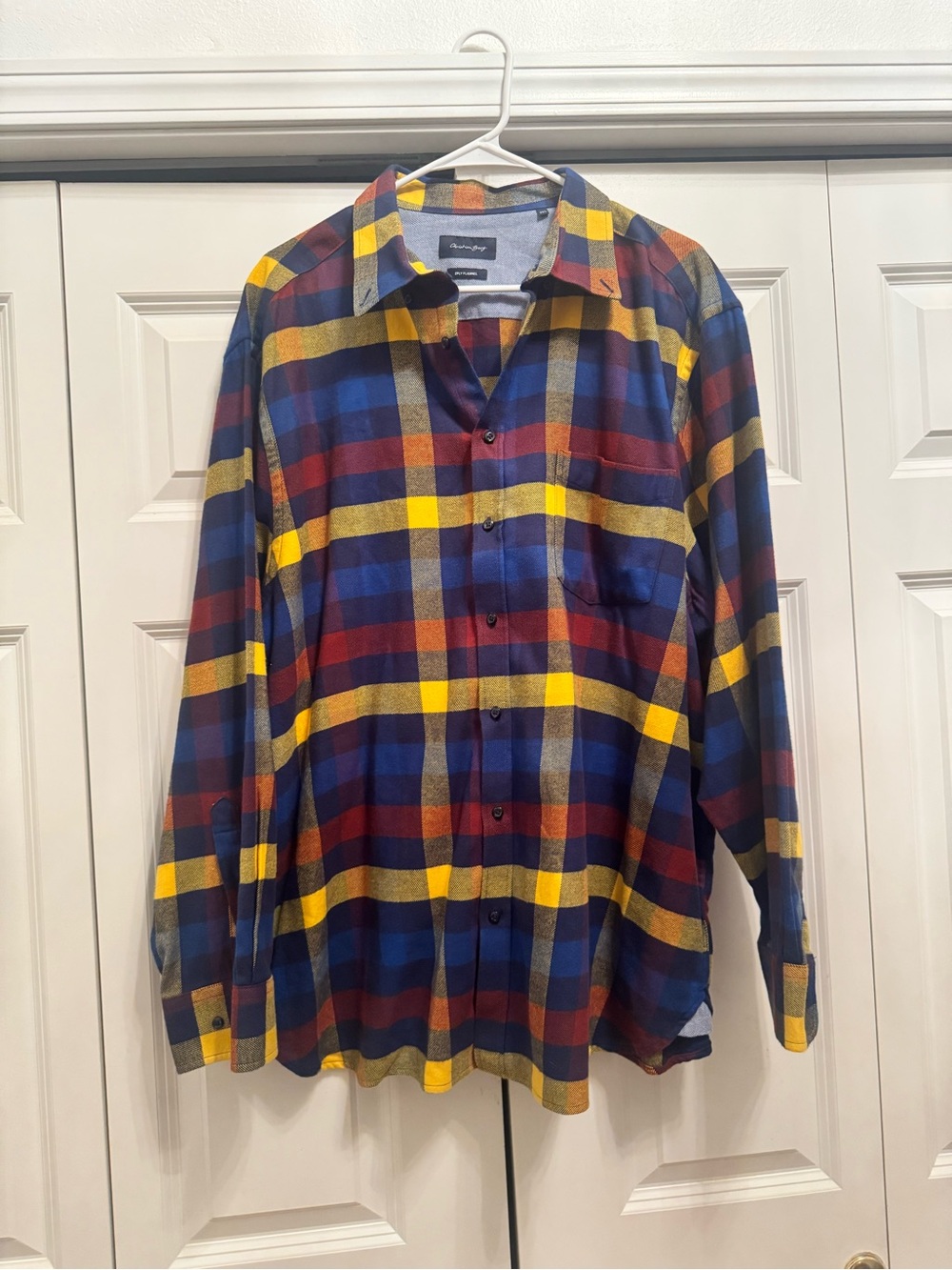 Christian Berg 2 Ply Flannel Shirt Yellow Blue Red Plaid 3XL